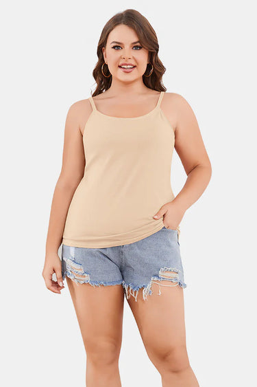 lus Size Nude Cotton Camisole Tank Top with Shelf Bra